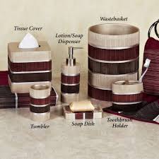 Glamorous Red Bathroom Accessories Sets With Red Brown And Cream Color Burgundy Bathroom Red Bathroom Accessories Gold Bathroom Decor