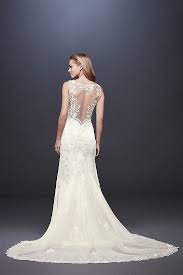 Plunging Illusion Bodice Lace Wedding Dress David S Bridal Davids Bridal Wedding Dresses Sheath Wedding Dress Lace Wedding Dresses Lace