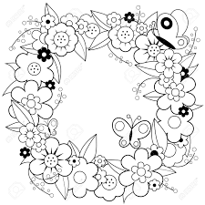 Select from 35654 printable crafts of cartoons, nature, animals, bible and many more. Flower Wreath Coloring Book Page Royalty Free Cliparts Vectors And Stock Illustration Image 67028451