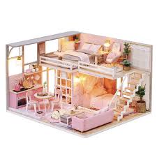 Diy Miniature Doll House Toys For Girl Kids With Modern Wooden Furniture Lights Cuteroom Dollhouse Furniture Kits Diy Dollhouse Furniture Dollhouse Furniture