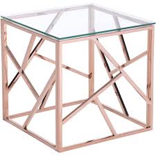 Candor Side Table Rose Gold Rose Gold Furniture Rose Gold Decor Modern Side Table