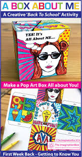 This All About Me Pop Art Box With Task Cards Inside Is A Fun Back To School Art Activit School Art Activities Back To School Art Back To School Art Activity