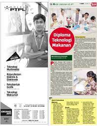 Berpengetahuan dan berketerampilan teknikal serta berkebolehan menyelesaikan masalah dalam bidang teknologi kejuruteraan pembuatan (pemesinan) secara inovatif dan kreatif. Diploma Teknologi Makanan Klik