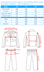 Kindergarten Uniform Size Chart
