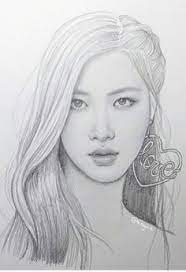drawing of rose portre kara kalem portre cizim sac