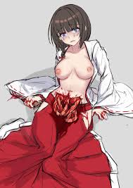 original, absurdres, commentary, highres, 1girl, ero guro, guro,  intestines, japanese clothes, knife, miko, seppuku, tanto, weapon - Image  View - | Gelbooru - Free Anime and Hentai Gallery