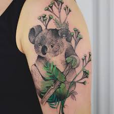 Cute Koala Tattoo Inked On The Left Upper Arm Koala Tattoo Hyper Realistic Tattoo Tattoos