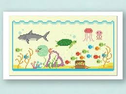 Cross stitching is enjoying a resurgence in popularity as crafters look for different ways to express their creativity. Under The Sea Cross Stitch Pattern Large Ocean Modern Simple Etsy Colourful Cross Stitch Cross Stitch Sea Cross Stitch Patterns