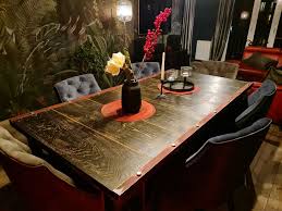 The rectangular neo renaissance dining table has a double pedestal base with intricate molded details and carvings. Medieval Solid Wood Dining Table Made Of Oak With Steel Fittings Loftmarkt