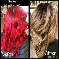 Fiery Red Hair Transformed Into A Beautiful Sombre Cream Soda Blonde Color Correction Joico Hair Colo Fiery Red Hair Red Blonde Hair Color Correction Hair