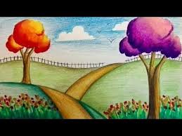 Print a set of colours flashcards, or print some for you to colour in and write the words! Beautiful And Easy Scenery For Kids Youtube Drawing For Kids Drawing Scenery Easy Drawings