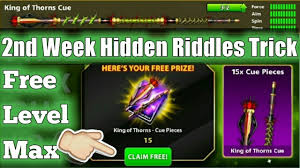 If 5,6,7,8 > 1,2,3,4 then either 5,6,7,8 contains a heavy ball or 1,2,3,4 contains a light ball so weigh 1,2,5 vs 3,6,12 with 3 possible outcomes: 8 Ball Pool 2nd Week Hidden Riddle To Get Free 15x Pieces Of Free Cue King Of Thorns Youtube