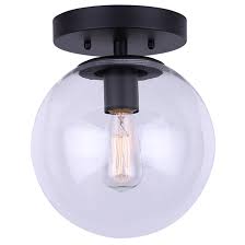 What is ceiling mounted light? Canarm Camilo Flush Mount Ceiling Light 1 Light Clear Glass Globe Black Matte Ifm1029a08bk Cl Reno Depot