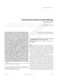 Pdf Functional Assessment In Physiotherapy A Literature Review