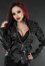 Dani Divine Goth Spiked Leather Jacket Leather Jackets