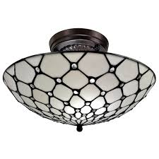 Shop Tiffany Style Ceiling Fixture Lamp Jeweled 17 Wide Stained Glass White Bedroom Hallway Gift Am030cl17b Amora Lighting Overstock 10013202 White
