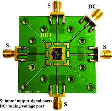 Printed circuit board used for testing the resonator. A resonator die...
