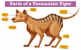 diagram showing parts of tasmanian tiger vector free download