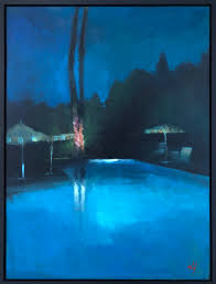Night Swimming Scott Yeskel Online Art Sale And Fundraiser To Support Artists In Need Pool Art Swimming Pool Art Night Swimming