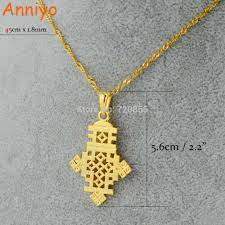 Anniyo Ethiopian Cross Necklaces Jewelry Pendant Eritrea African Christening Gifts Factory Wholesal Cross Jewelry Necklace Gift Necklace Cross Pendant Necklace