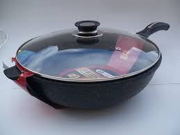Ceramic Marble Coated Non Stick Cast Aluminium Wok With Lid 32 Cm 12 5 Inches Check Out The Image By Visiting The New Ceramics Ceramics Ceramic Non Stick