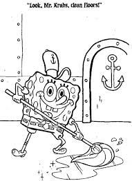 Download mr krabs coloring page and use any clip art,coloring,png graphics in your website, document or presentation. Spongebob Cleaning The Floor At Krusty Krab Coloring Page Kids Play Color