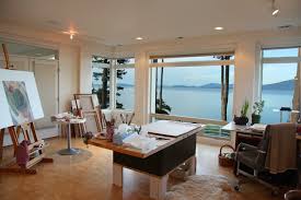 An ideal home art studio design features giant windows making it easier to work with shades and light. 30 Creative Beautiful Home Art Studio Ideas