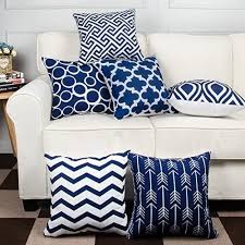 Place throw pillows on a bare sofa to spruce up the furniture's design. Modern Homes 100 Cotton Decorative Navy Blue Throw Pillow Covers 40x40 Cm Cushion Covers 16x16 Inch Set Of 6 Navy Buy Online At Best Price In Uae Amazon Ae