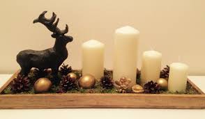 Advent Gesteck Adventsgesteck Adventskranz Tannenzapfen Hirsch Rentier Creme Gold Moos Holztablett Adventsgesteck Deko Weihnachten Adventskranz Adventskranz