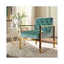 Turquoise Velvet Tufted Gold Frame Accent Chair Gold Wohnzimmer Moderne Wohnzimmergestaltung Dekor