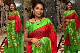 Red And Green Temple Border Sari Hand Work Blouse Design Maggam Work Blouse Designs Sari