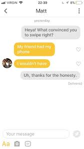 As women have to speak first on bumble, i tried a selection of bumble's top recommended introductions, find them the experts also gave us the top ten bumble recommended opening lines, so i decided to cast all inhibitions aside and put them to the test to see. Literally My First Match On Bumble It Set The Tone For How My Experience Has Been So Far Bumble
