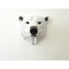 Faux Arctic Polar Bear Head Wall Mount Realistic Decoration Polar Bear Wall Home Decor Home Wall Decor White Brow Arctic Polar Bears Polar Bear Bear