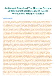 2,818 40 by matthewvenn in toys & games by zootsuitman in woodworking by vnshng in toys & games by alffly in toys & games by thegnome54 in woodworking by marsjer000 in woodworking by seamster in toys & games by pitty in toys & gam. Audiobook Download The Moscow Puzzles 359 Mathematical Recreations Dover Recreational Math For Android Flip Ebook Pages 1 4 Anyflip Anyflip