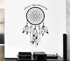 Black And White Dream Catcher Wall Art Wall Decal Dream Catcher Dreamcatcher Talisman Quote Never Stop Dreaming Unique Gift Z2783 Dream Catcher Native American Dream Catcher Wall Decals