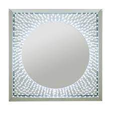 Floating Crystal Led Mirror Opus metal rectangular wall mounted stationary mirror 25 x 32 1/2 x 1 1/2.