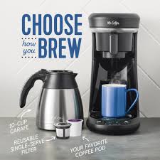 Coffee 12 cup programmable coffee maker, strong brew selector, stainless steel. Mr Coffee Pod 10 Cup Space Saving Combo Brewer Mr Coffee