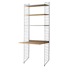 The verona industrial wall book shelf is an excellent choice for the contemporary home. String Shelving Unit With Work Desk And Wall Fastened Side Racks Walnut Black