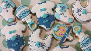 Baby Shower Boy 24 Custom Cookies Baby Boy Blue Onesie Etsy Baby Shower Cookies Custom Cookies Baby Boy Shower