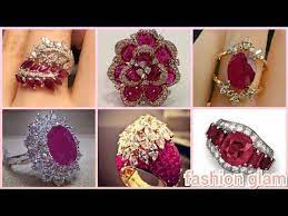 Stylish Daimond Ruby Rings Design For Women Ruby Engagement Ring Youtube Ruby Ring Designs Diamond Ruby Engagement Ring