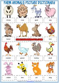 Farm Animals Picture Dictionary Esl Worksheet For Kids Farm Animals Pictures Animal Pictures For Kids Farm Animals For Kids