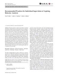 Recommended Practices For Individual Supervision Of Aspiring Behavior Behavior Analyst Applied Behavior Analysis Training Behavior Analysis