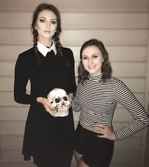 Black And White Best Friend Halloween Costumes Wednesday And Pugsley Addams Halloween Costume Scary Halloween Costumes Halloween Costumes Friends Diy Halloween Costumes For Women