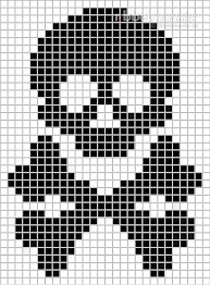 Diese anleitung steht zur freien verfügung. Pixelmuster Totenkopf Mit Knochen 28x38 Premium Kostenlose Anleitungen Ribbelmonster