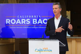 Gavin newsom addressed the state's reopening plan at the ferry terminal in san francisco.credit. I 31c7b8rm2lvm