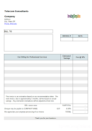Telecom Consultant Estimate Form Invoice Template Word Invoice Template Invoice Templates
