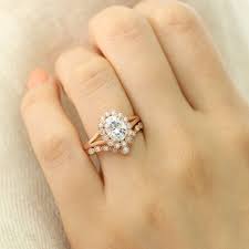 Vintage Luna Halo Bridal Set W Oval Moissanite And Star Curved Diamond Band Emerald Wedding Rings Engagement Ring White Gold Trending Engagement Rings