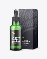 Download Green Glass Dropper Bottle W Kraft Box Mockup In Bottle Mockups On Yellow Images Object Mockups