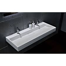 Lavabo Mural Lavabo A Poser Bs6001 Blanc 2 Trous Pour Robinetterie Largeur 120cm Lavabo A Poser Lavabo Vasque A Poser