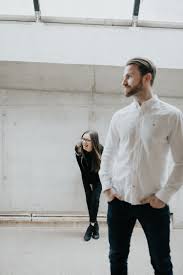 Emma Davey Minimalist Urban Portrait Session Jenny Wu Photography Quirky Couple Portrait Couples Engagement Photos